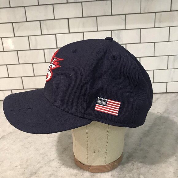 United States Hat Cap Fitted Mens 7 3/8 Navy WBC Baseball Team USA Flag New Era - Picture 2 of 8